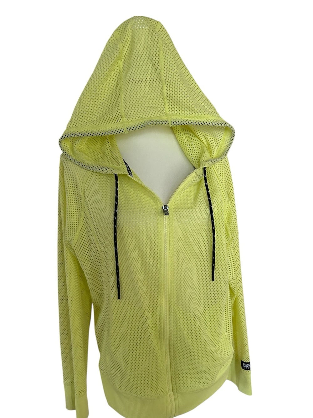 DKNY Sport Bright Yellow Mesh Zip Up Hooded Jacket
